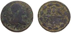 World Coins - Spain Kingdom 1804 4 Maravedis - Carlos IV Copper Segovia Mint 5g VF KM 427 Cal 1516