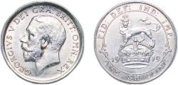 World Coins - Great Britain Kingdom 1919 1 Shilling - George V (1st type) Silver (.925) (10823800) 5.7g UNC KM 816 Sp 4013