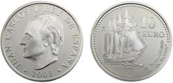 World Coins - Spain Juan Carlos I 2003 M  10 Euro Juan Sebastian de Elcano School Ship