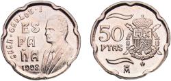 World Coins - Spain Kingdom 1998 M 50 Pesetas - Juan Carlos I Copper-nickel (75% copper, 25% nickel) Madrid Mint (17496000) 5.6g UNC  KM 991 Schön 270