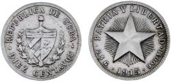 World Coins - Cuba First Republic 1915 10 Centavos