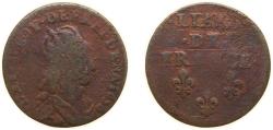 World Coins - France Kingdom 1655-1658 Liard of France with juvenile bust - Louis XIV Copper 3.35g VF Dy royales 1588 GadR 80 KM 192