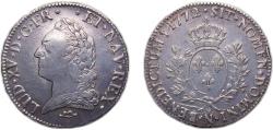 World Coins - France Kingdom 1772 N 1 Écu - Louis XV Silver (.917) Montpellier Mint 29.3g XF Dy1685 GadR323