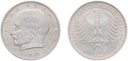 World Coins - Germany Federal Republic of Germany 1964 G 2 Deutsche Mark (Max Planck) Copper-nickel Staatliche Münze Baden-Württemberg Mint (3044000) 7g XF KM 116 J 392 Schön 115