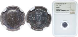 World Coins - Great Britain United Kingdom 1902 2 Pence - Edward VII (Maundy issues) Silver (.925) (14000) 0.94g NGC MS 61 KM 796 Sp 3988