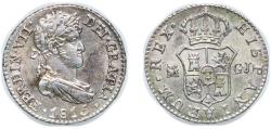World Coins - Spain Kingdom 1815 GJ ½ Real - Fernando VII Original luster Silver (.812) Madrid Mint 1.43g UNC KM 482