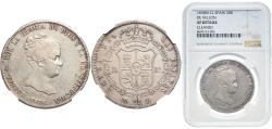 World Coins - Spain Kingdom 1838 M 20 Reales - Isabel II (CONSTITUCION) Silver (.903) Madrid Mint (231000) 27g NGC XF KM 579.1 Cal 163 Aureo 582