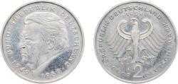World Coins - Germany Federal Republic of Germany 1998 A 2 Deutsche Mark (Franz Josef Strauss) Copper-nickel clad nickel Berlin Mint (70000) 7g UNC KM 175 J 450 Schön 174