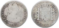 World Coins - Mexico Spanish colony 1801 FT 2 Reales - Carlos IV Silver (.896) Mexico City Mint 6.3g VF KM 91
