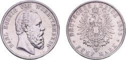 World Coins - Germany Kingdom of Württemberg Second Empire 1888 F 5 Mark - Karl I Silver (.900) Staatliche Münze Baden-Württemberg Mint (49258) 27.6g XF  KM 623 J 173 Dav GT III 963