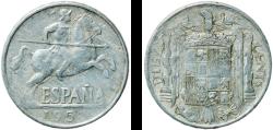 World Coins - Spain Nationalist Government 1953 10 Centimos - Iberian rider Aluminium (97.5% aluminium, 2.5% copper) Royal Mint of Spain (865850000) 1.81g VF  KM 766 Schön 24