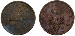 World Coins - Germany States Kingdom of Prussia Wilhelm I 1868 B 2 Pfenninge