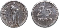 World Coins - Germany City of Mannheim Weimar Republic 1919 25 Pfennig - Mannheim Iron (401802) 4.85g XF Funck 315.3 Men18 20355.6