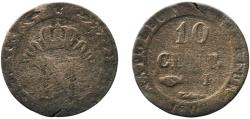 World Coins - France 1808 B 10 Centimes - Napoleon I Billon (.200 silver) La Rochelle Mint (163057) 1.76g VF  Franc 2014 130 Gad 1789 190 KM 676