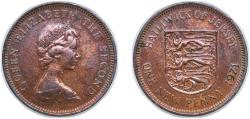 World Coins - Jersey British dependency 1971 1 New Penny - Elizabeth II (2nd portrait) Bronze (4500000) 3.5g AU KM 30