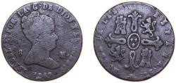 World Coins - Spain Kingdom 1849 8 Maravedis - Isabel II (Constitutional) Copper Segovia Mint 10g VF KM 531 Cal 467