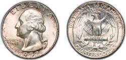 Us Coins - United States Federal republic 1952 D ¼ Dollar "Washington Silver Quarter" Silver (.900) United States Mint of Denver, (49795200) 6.22g BU KM 164 Schön 168