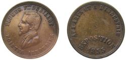 World Coins - France Second Empire 1855 Jeton - Exposition Brass 4.7g XF