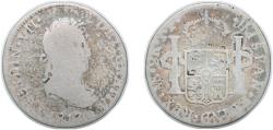World Coins - Peru Spanish colony 1817 JP 2 Reales - Fernando VII (2nd type) Silver (.896) Lima Mint 5.74g F  KM 115