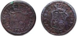 World Coins - Spain Principality of Catalonia Spanish states 1755 Ardite - Fernando VI (clovers) Copper Segovia Mint 1.6g VF Cal 699