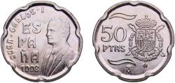 World Coins - Spain Kingdom 1998 M 50 Pesetas - Juan Carlos I Copper-nickel (75% copper, 25% nickel) Royal Mint of Spain (17496000) 5.65g UNC  KM 991 Schön 270