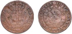 World Coins - Portugal Kingdom 1743 10 Reis - João V Copper Lisbon Mint 9.5g VF  KM 227 Gomes J5 35