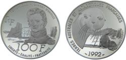 World Coins - France Fifth Republic 1992 100 Francs 150th Anniversary of the Death of Jules Dumont d'Urville