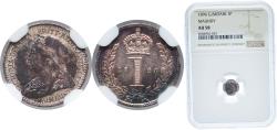 World Coins - Great Britain United Kingdom 1896 1 Penny - Victoria (3rd portrait; Maundy issues) Silver (.925) Royal Mint (Tower Hill) (17000) 0.47g NGC AU 58 KM 775 Sp 3947