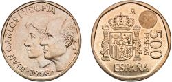 World Coins - Spain Kingdom 1998 M 500 Pesetas - Juan Carlos I Aluminium bronze (88.4% copper, 5% nickel, 5% aluminium, 1% iron, 0.6% manganese) Royal Mint of Spain (5161000) 12g UNC  KM 924 Sc
