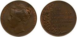 World Coins - Netherlands Kingdom 1898 Medal - Wilhelmina (Inauguration 1898) Bronze  6.9g UNC