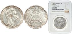 World Coins - Germany Kingdom of Prussia 1912 A 3 Mark - William II Silver (.900) (10% copper) (4626330) 16.67g NGC UNC Cleaned  KM 527 J 103 AKS 131