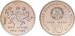 World Coins - Germany German Democratic Republic Democratic republic 1988 A 10 Mark (East German Sports) Copper-nickel Berlin Mint (747000) 12.04g UNC  KM 125