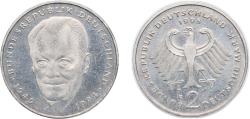 World Coins - Germany Federal Republic of Germany 1998 F 2 Deutsche Mark (Willy Brandt) Copper-nickel clad nickel (70000) 7g UNC KM 183 J 459 Schön 182