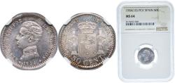 World Coins - Spain Kingdom 1904  *1-0 PCV 50 Centimos - Alfonso XIII (4th portrait) Silver (.835) Royal Mint of Spain (1303000) 2.5g NGC MS 64 KM 723 Cal 61