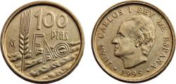 World Coins - Spain Kingdom Juan Carlos I 1995 100 Pesetas FAO