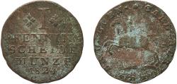 World Coins - Germany Duchy of Brunswick German states 1824 1 Pfenning - Charles II Copper Brunswick / Braunschweig Mint 1.8g VF  AKS 62 Jaeg 8 HB 233 KM 1098