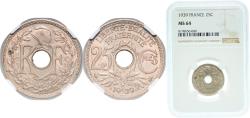 World Coins - France Third Republic 1939 25 Centimes Nickel silver (Copper 600‰, Nickel 200‰ and Zinc 200‰) Paris Mint (42964500) 4g NGC MS 64  Franc 2014 172 Gad 1789 381 Schön 195b KM 867b