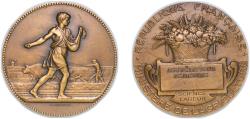 World Coins - France Third Republic ND Medal - Ministère de l'agriculture , Association agricole Bronze 61.31g UNC