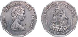 World Coins - Eastern Caribbean States 1989 1 Dollar - Elizabeth II (2nd portrait) Copper-nickel Royal Mint 8g AU KM 20