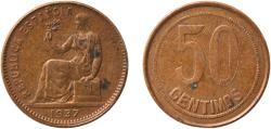 World Coins - Spain Second Republic 1937 50 Centimos - II Republic Brass (90% copper, 10% zinc) Madrid Mint 5.88g XF KM 754.2 Aureo 28