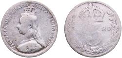 World Coins - Great Britain United Kingdom United Kingdom 1889 3 Pence - Victoria (2nd portrait; incl. Maundy) Silver (.925) Royal Mint (Tower Hill) (4587000) 1.29g F  KM 758 Sp 3931 Sp 3934