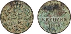 World Coins - Germany Kingdom of Württemberg German states 1866 ½ Kreuzer - Charles I Copper Staatliche Münze Baden-Württemberg Mint (392704) 1.91g VF  AKS 129 KR 117 Jaeg 1 Wu 81 KM 611 Kahnt/