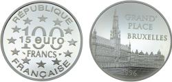 World Coins - France Fifth Republic 1996 100 Francs / 15 Euro Grand Place, Brussels