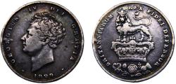 World Coins - Great Britain United Kingdom George IV 1829 1 Shilling 2nd portrait; 3rd reverse