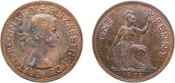 World Coins - Great Britain United Kingdom United Kingdom 1962 1 Penny - Elizabeth II (1st portrait; without 'BRITT:OMN') Bronze Royal Mint (Tower Hill) (157588600) 9.43g AU  KM 897 Sp 4157