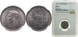 World Coins - Great Britain Kingdom 1946 6 Pence - George VI (1st coinage) Silver (.500) (43466400) 2.83g NGC MS 61 KM 852 Sp 4084