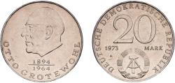 World Coins - Germany German Democratic Republic Democratic republic 1973 A 20 Mark (Otto Grotewohl) Nickel brass Berlin Mint (2534724) 15.03g UNC  KM 47 Schön 45 J 1548 AKS 29
