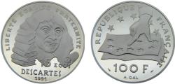 World Coins - France Fifth Republic 1991 100 Francs 395th Anniversary of birth of René Descartes