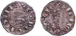 World Coins - Spain Kingdom of Castile and Leon 1269 - 1277 S Dinero "prieto" - Alfonso X Billon Seville Mint 0.96g VF Surface hairlines  AB 254