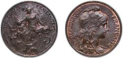 World Coins - France 1914 5 Centimes Bronze (7000000) 5g UNC Franc 2014 119 Gad 1789 165 KM 842 Schön 182 GEM 14.10 / 14.11 / 14.15 / 14.19 / 14.26